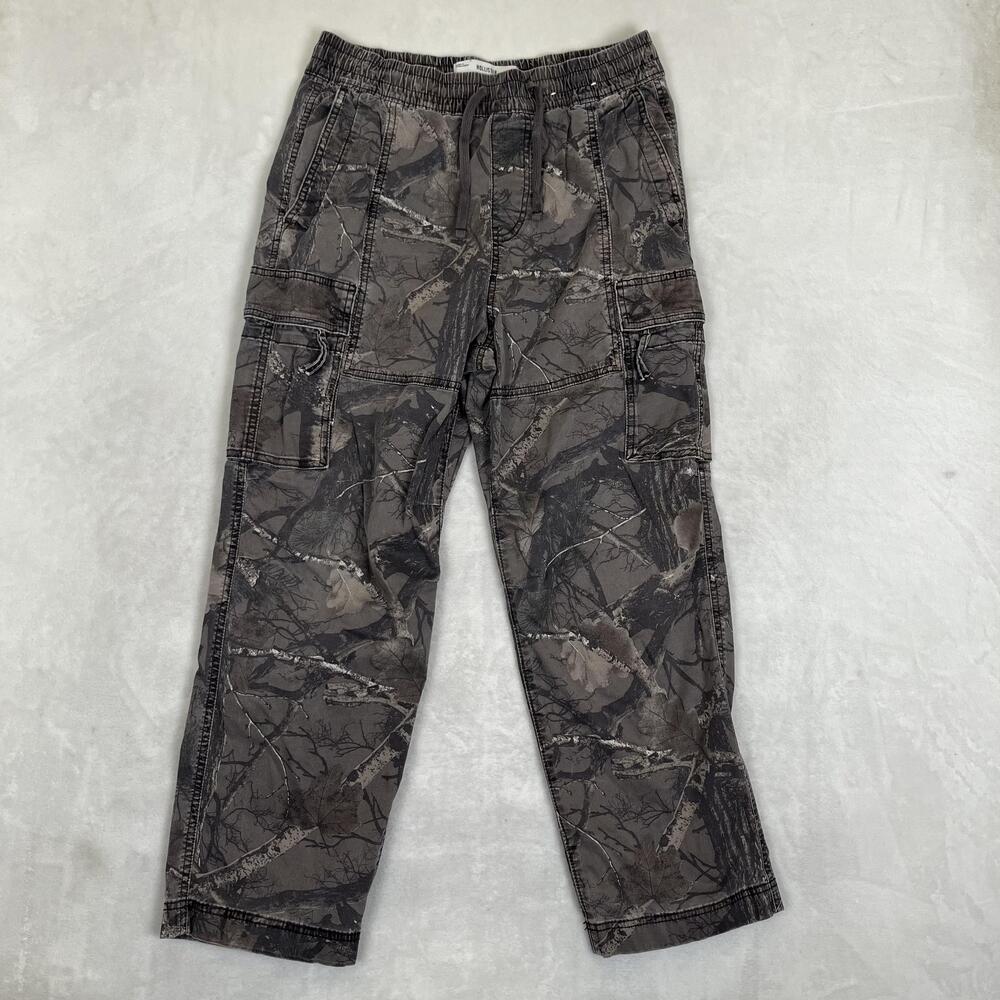 Hollister Cargo Pants Mens Small Gray Camo Baggy Relaxed Fit Elastic Waist
